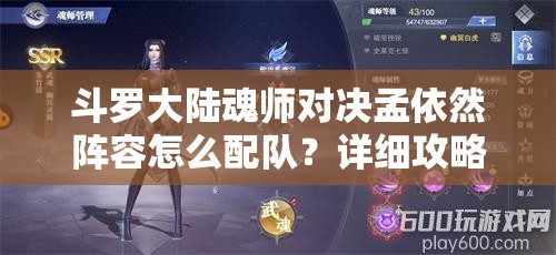 斗罗大陆魂师对决孟依然阵容怎么配队？详细攻略解析